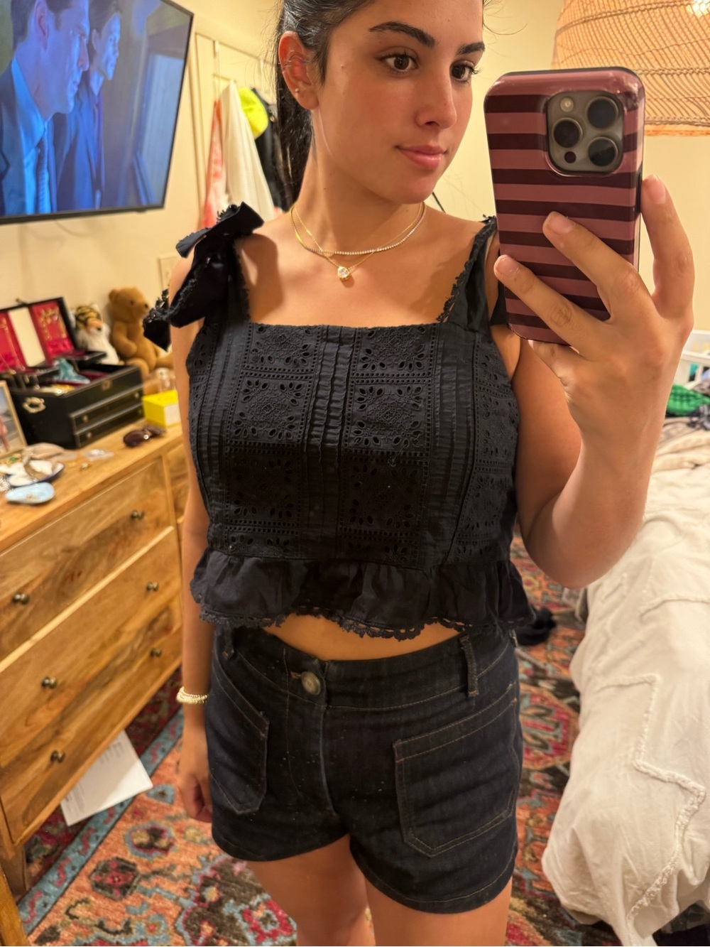 Farm Rio Black tie top